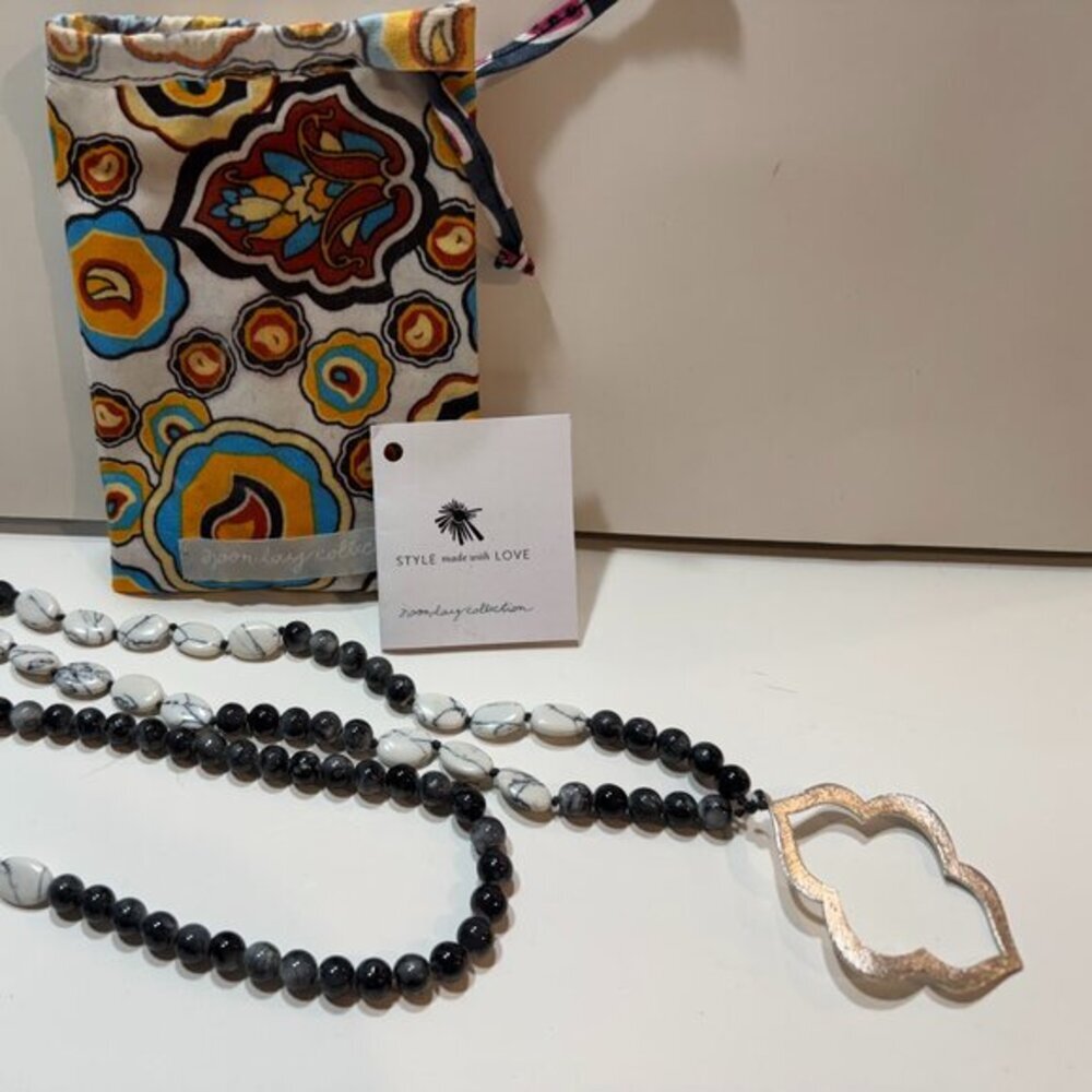 🖤 Noonday Collection Beaded Pendant Necklace – Moroccan Style – NEW with Pouch